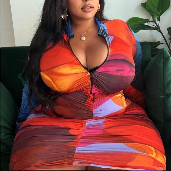 Vibrant Multicolor Zip-Up Dress - Picture 1 of 2